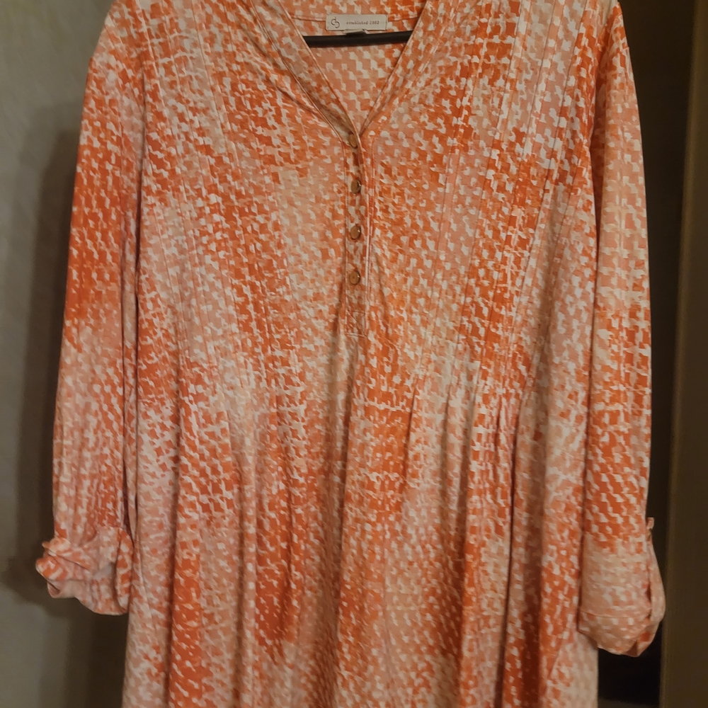 Orange Patterned Women's Blouse - image 1